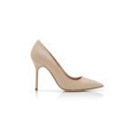 MANOLO BLAHNIK BB CALF TAUPE CALF LEATHER POINTED TOE PUMPS 9XX-0512-0014