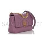 CHANEL PURPLE QUILTED CH�VRE MEDIUM 19 BAG GOLD, RUTHENIUM, AND SILVER HARDWARE AS1160 (26*16*9cm) - Image 4