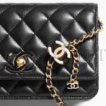 CHANEL ON-CHAIN WALLET SHINY LAMBSKIN, ENAMEL AND GOLD-TONE METAL BLACK AP3938 (19.5*12*5.5cm) - Image 4