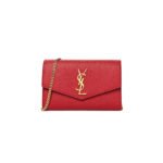 YSL UPTOWN CHAIN WALLET IN GRAIN DE POUDRE EMBOSSED LEATHER 607788110108 (19*12*3cm)