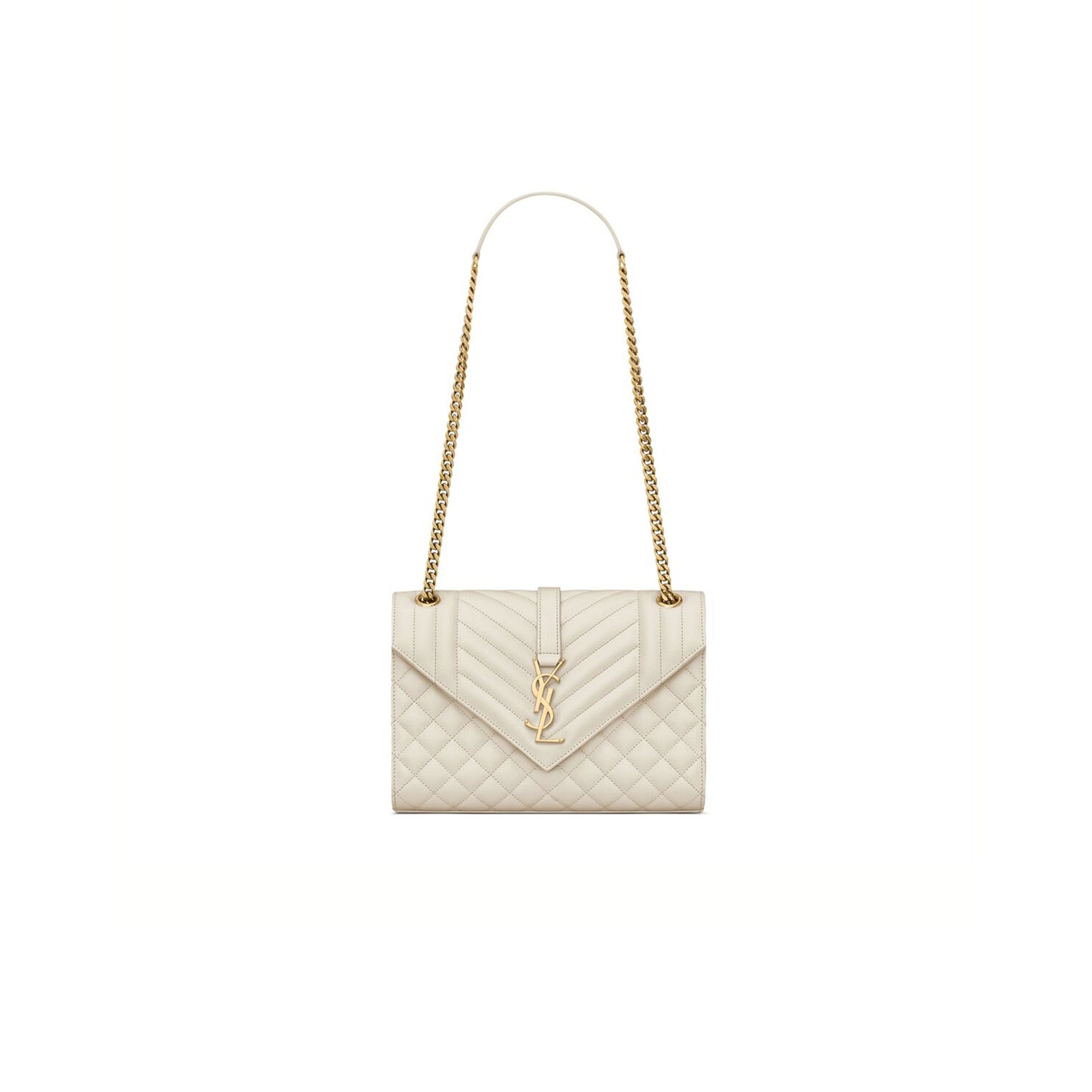 b202f874c4411659ab56e31cac2a9bc5a10d396d YSL ENVELOPE MEDIUM IN QUILTED GRAIN DE POUDRE EMBOSSED LEATHER 600185BOW919207 (24*17.5*6cm) - Image 1
