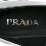 PRADA SPAZZOLATO METAL TRIANGLE LOGO 50MM LUG SOLE LOAFERS 39 BLACK - Image 5