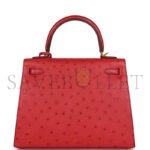 HERM�S MASTER KELLY SELLIER 28 ROUGE VIF VERSO OSTRICH GOLD HARDWARE (28*22*10cm) - Image 4