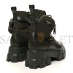 PRADA SPAZZOLATO ROIS RE-NYLON METAL TRIANGLE LOGO MONOLITH POUCH POCKET 55MM BOOTS 40.5 MILITARE - Image 3