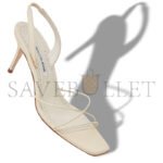MANOLO BLAHNIK NINFEA CREAM NAPPA LEATHER SLINGBACK SANDALS 224-1684-0001 - Image 3