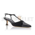MANOLO BLAHNIK TURGIMOD BLACK NAPPA LEATHER T-BAR PUMPS 124-2714-0004 - Image 2
