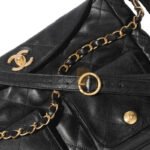 CHANEL HOBO HANDBAG GRAINED CALFSKIN & GOLD-TONE METAL BLACK AS4668 (30*21.5*5cm) - Image 4
