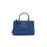 PRADA SAFFIANO LUX MINI GALLERIA DOUBLE ZIP TOTE AZZURO (27*17*12cm)