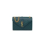 YSL ENVELOPE MEDIUM SHOULDER BAG GREEN 600185BOW914417 (24*17.5*6cm)