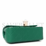 CHANEL LAMBSKIN QUILTED MINI TOP HANDLE RECTANGULAR FLAP GREEN (20*13*9cm) - Image 4