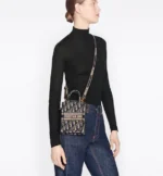 Mini book tote mobile phone bag blue diagonal embroidery (13 x 18 x 5 cm) - Image 2