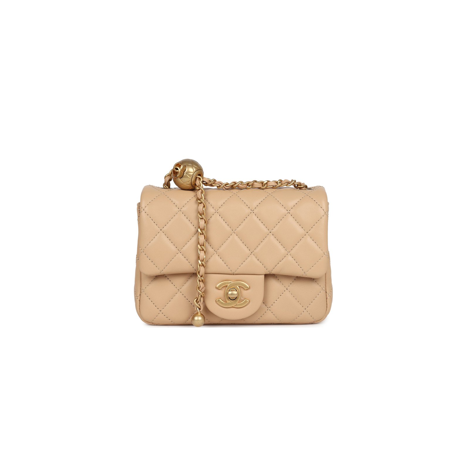 b69b50cb9990cf4d64d63e32894c379ac9856231 CHANEL BEIGE LEATHER MINI SQUARE FLAP BAG AS1786 (17*13*8cm) - Image 1