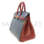 HERM�S MASTER BIRKIN 25 OSTRICH LEATHER GREY AND RED GOLD BUCKLE H041944CK56 (25*20*13cm) - Image 3