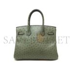 HERM�S MASTER BIRKIN 30 OSTRICH LEATHER DARK GREEN GOLD BUCKLE H041933CK81 (30*22*16cm) - Image 2