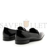 PRADA VERNICE METAL TRIANGLE LOGO POINTED TOE 25MM LOAFERS 37.5 BLACK - Image 4