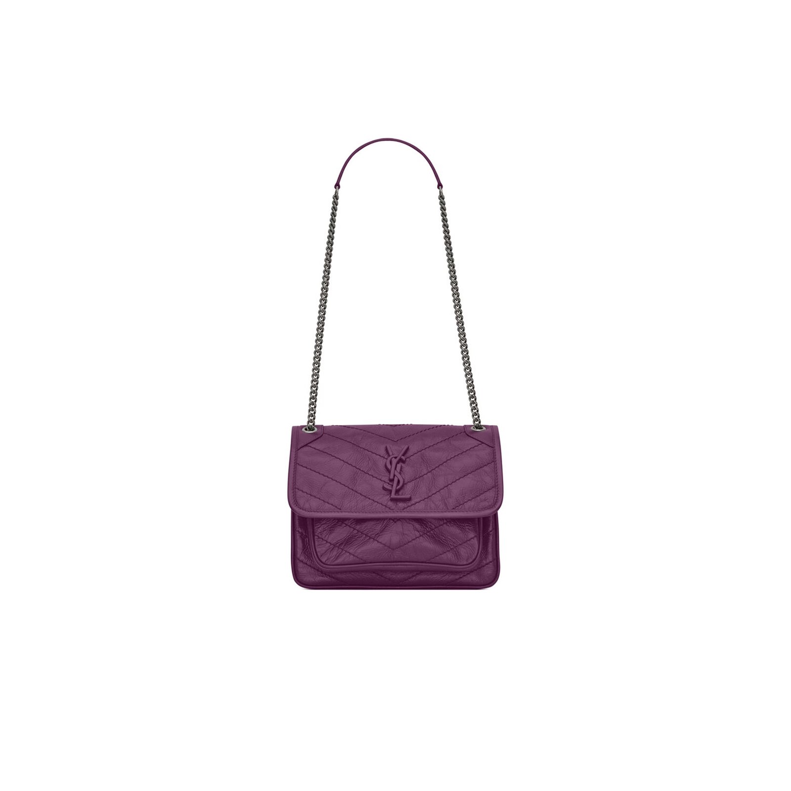 ba475f5a35df7125c7680221ced967025ea4a622 YSL NIKI BABY CHAIN BAG IN CRINKLED VINTAGE LEATHER 498892336252 (21*16*7.5cm) - Image 1