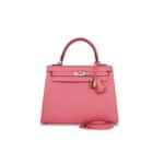 HERM�S MASTER KELLY SELLIER 25 ROSE AZALEE VERSO EPSOM PERMABRASS HARDWARE (25*17*7cm)