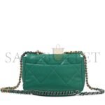 CHANEL GREEN QUILTED LAMBSKIN CHANEL 19 FLAP GOLD AND RUTHENIUM HARDWARE AS1160 (26*16*9cm) - Image 2