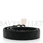 CHANEL LAMBSKIN QUILTED CC CHAIN BELT 85 34 BLACK 1375145 - Image 2
