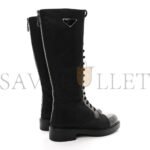 PRADA RE-NYLON SPAZZOLATO ROIS METAL TRIANGLE LOGO TALL 50MM COMBAT BOOTS 38.5 BLACK - Image 3
