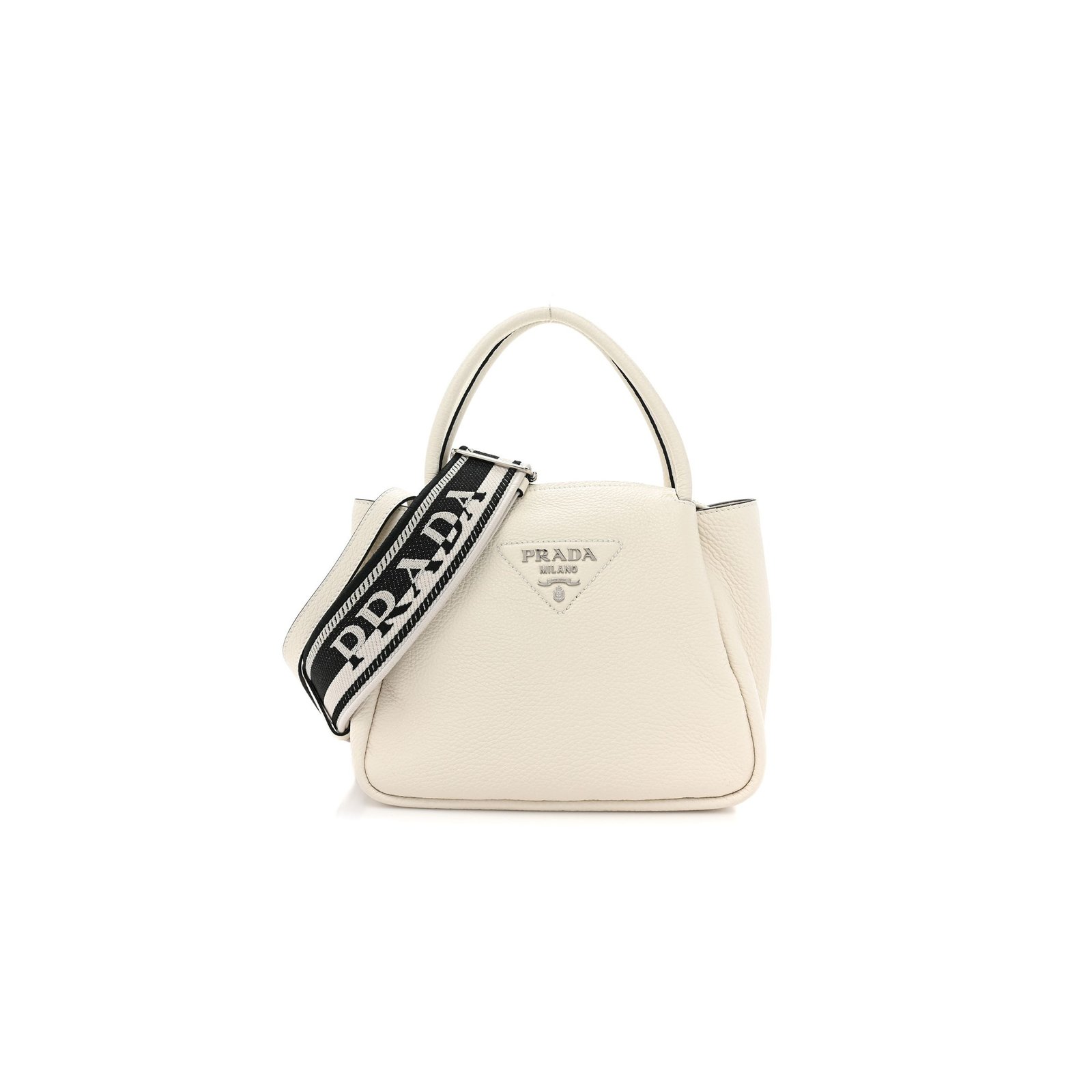 bbc01b341e2a301e3ee55257d84a1a32e55bfb47 PRADA VITELLO DAINO TOP HANDLE WHITE (33*29*13cm) - Image 1