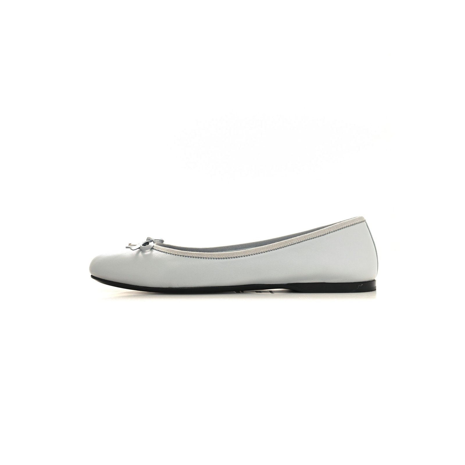 bc47c325c04138da5f9dc42fffd1fe66b5813f2f PRADA METALLIC LAMBSKIN BOW BALLERINA FLATS 38.5 FIORDALISO - Image 1