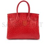 HERM�S MASTER BIRKIN 30 OSTRICH LEATHER RED BAG GOLD BUCKLE H041933CK92 (30*22*16cm) - Image 2