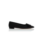 MANOLO BLAHNIK MAYSALEPUMPFLAT BLACK SUEDE BUCKLE DETAIL FLAT PUMPS 322-2402-0001