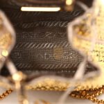 PRADA SATIN CRYSTAL DRAWSTRING MINI POUCH PLATINO (9*9*6cm) - Image 4