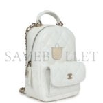 CHANEL MINI PHONE HOLDER BACKPACK WHITE CAVIAR LIGHT GOLD HARDWARE AP3753 (18*13*9cm) - Image 2