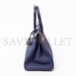 HERM�S MASTER BIRKIN 25 CROCODILE AND TOGO LEATHER STORM BLUE SILVER BUCKLE H076216CK23 (25*20*13cm) - Image 4