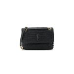 YSL NIKI RAFFIA SHOULDER BAG IN BLACK 1550433 (22*16.5*12cm)