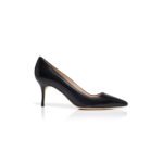 MANOLO BLAHNIK BB 70 BLACK LEATHER POINTED TOE PUMPS 120-1199-0001