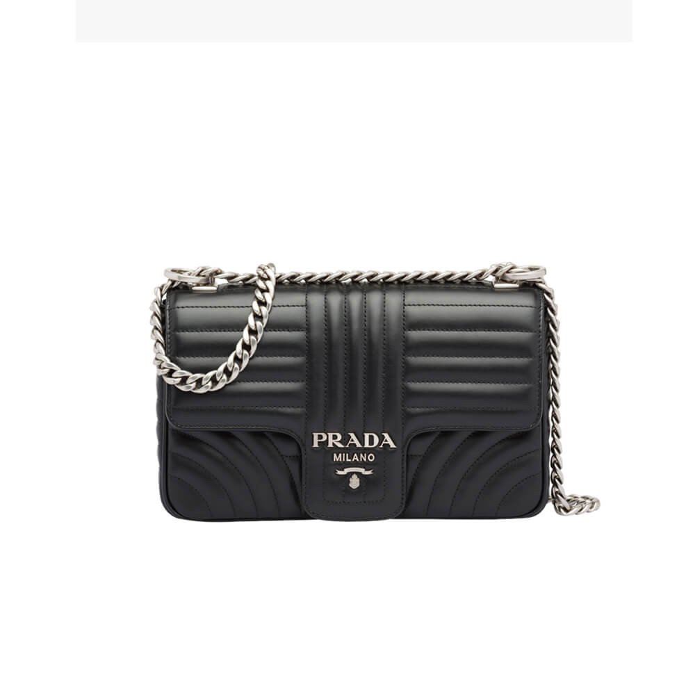 c38241e40d976c9a765a2ca7b4a8a376eab98fd3 Prada Diagramme Medium Leather Bag 1BD108 Silver Hardware - Image 1