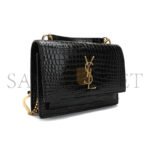 YSL SUNSET CHAIN WALLET IN CROCODILE-EMBOSSED SHINY LEATHER 533026DND1J1000 (19*14*5.5cm) - Image 3