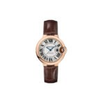 CARTIER BALLON BLEU DE CARTIER WATCH 33MM, AUTOMATIC MOVEMENT, ROSE GOLD, LEATHER W6920097