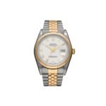 ROLEX STAINLESS STEEL 18K YELLOW GOLD 36MM OYSTER PERPETUAL DATEJUST WATCH WHITE ROMAN 16233