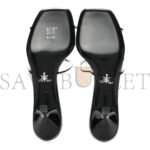 PRADA PLEXIGLASS VERNICE METAL TRIANGLE LOGO 65MM SLIDE SANDALS 36.5 BLACK - Image 4