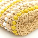 PRADA RAFFIA EMBROIDERED WOOD BEADED LOGO TOTE BAG TAN (25*20*6cm) - Image 3