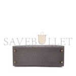 HERM�S MASTER OSTRICH KELLY 25 PEWTER GREY GOLD BUCKLE (25*17*7cm) - Image 5
