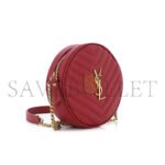 YSL VINYLE ROUND CAMERA BAG IN CHEVRON-QUILTED GRAIN DE POUDRE EMBOSSED LEATHER 6104361GF076008 (17*17*5.5cm) - Image 3