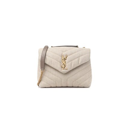 YSL LOULOU SMALL CHAIN BAG IN LINEN 494699100369 (23*17*9cm)