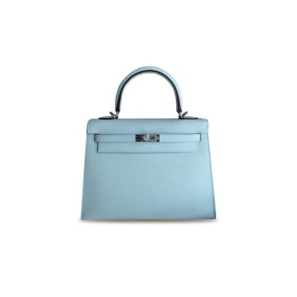 HERM�S MASTER KELLY25 HAZE BLUE EPSOM SILVER BUCKLE (25*17*7cm)