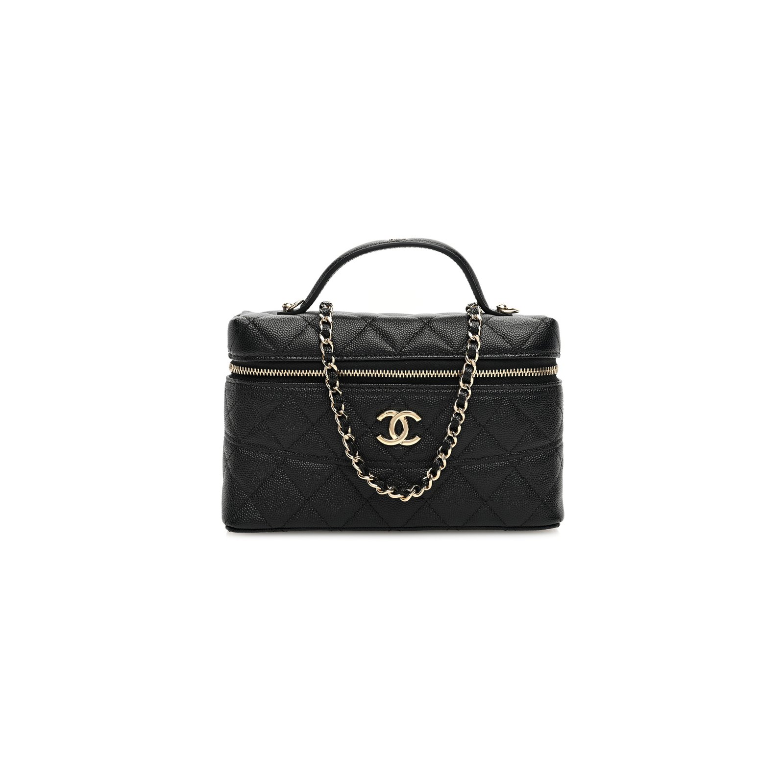 c7a77d2efac900cfdd6122132563ceee05a4daae CHANEL CAVIAR QUILTED LONG CC VANITY CLUTCH WITH CHAIN BLACK (19.5*17*5cm) - Image 1