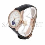 ROLEX CELLINI MOONPHASE WHITE 18K ROSE GOLD LEATHER EVEROSE WATCH 50535 - Image 2