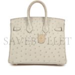 HERM�S MASTER BIRKIN 25 OSTRICH LEATHER MILKSHAKE WHITE SILVER BUCKLE H041944CK96 (25*20*13cm) - Image 2