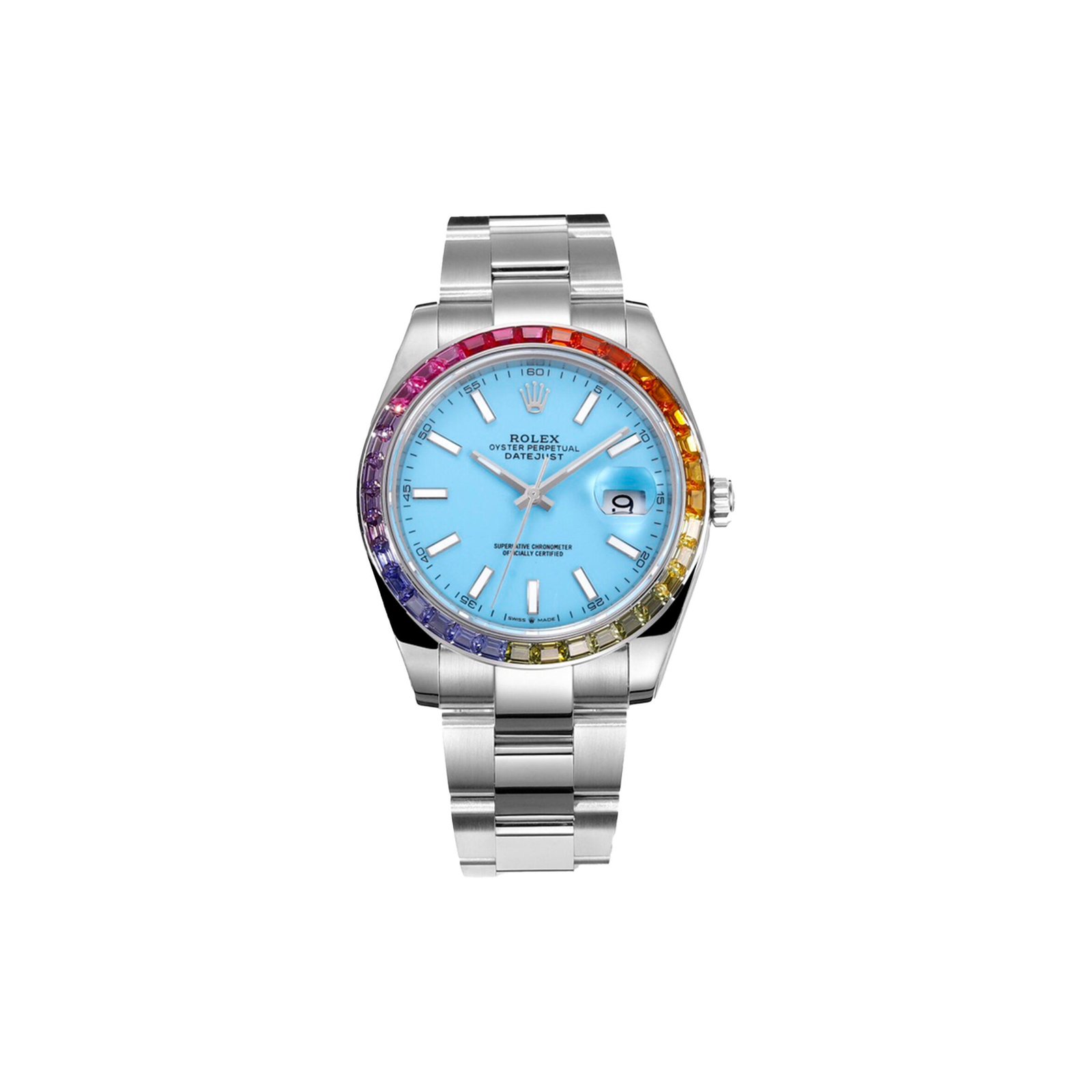 c9087a0ea117cd74d1f271766d29dadd4220b598 ROLEX DATEJUST RAINBOW DIAMOND BEZEL 41MM WATCH 3235 - Image 1