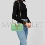 CHANEL GREEN QUILTED LAMBSKIN CHANEL 19 FLAP GOLD AND RUTHENIUM HARDWARE AS1160 (26*16*9cm) - Image 2