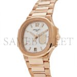 PATEK PHILIPPE NAUTILUS 'LADIES' AUTOMATIC ROSE GOLD SILVERY OPALINE DIAL WATCH 7118/1R-001 - Image 3