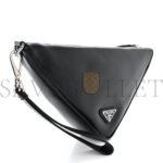 PRADA GRACE LUX TRIANGLE WRISTLET POUCH BLACK (27*15*6cm) - Image 3